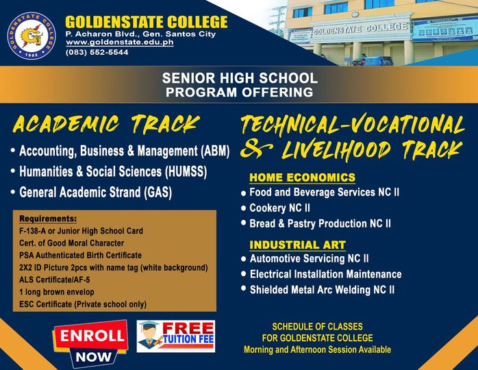 Goldenstate College of Gensan Senior High School department Enrollment ...